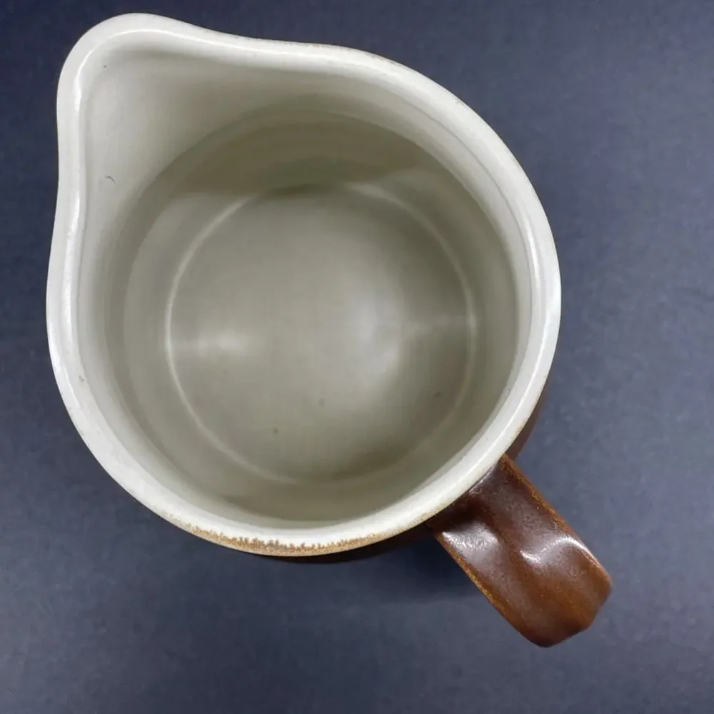 VTG Stoneware Creamer Pitcher Brown Glazed Pottery Japan MCM Rustic Farmhouse
